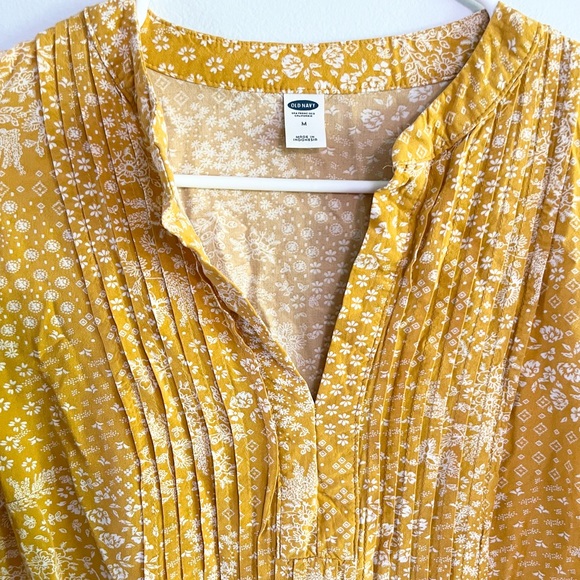 Old Navy Yellow and White Floral A Lined Babydoll Dress With Sleeves Medium - Picture 3 of 5